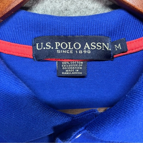 Two U.S. POLO ASSN. Embroidered Big Pony #3 Collard Shirt Men's Med Black& Blue - Picture 6 of 16